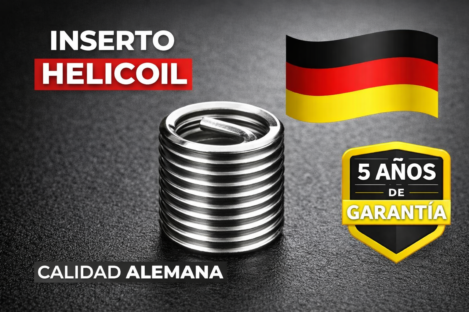 ### Inserto Alemán para Reparación de Roscas

Inserto de rosca de **fabricación alemana**, diseñado para la reparación y recuperación de roscas internas dañadas o desgastadas. Ideal para aplicaciones **automotrices, industriales, motocicletas y metalmecánica**.

Disponible en diferentes medidas y especificaciones. Una solución profesional para recuperar roscas con precisión y prolongar la vida útil de las piezas.

**Roscas Solution** ofrece insertos alemanes, herramientas y asesoría técnica para reparación de roscas en Colombia.
